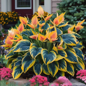 Хоста Флейм Данс купить по цене от 650р. в интернет-магазине «Посадика» с доставкой почтой в в Мышкине и по всей России – [изображение №1].